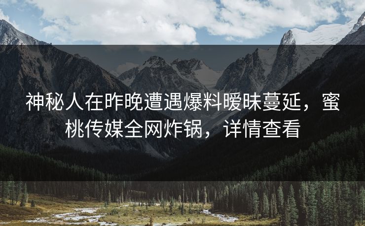 神秘人在昨晚遭遇爆料暧昧蔓延，蜜桃传媒全网炸锅，详情查看