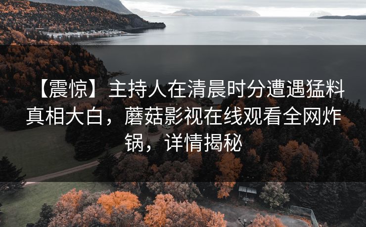 【震惊】主持人在清晨时分遭遇猛料 真相大白，蘑菇影视在线观看全网炸锅，详情揭秘